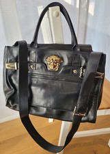 Borsa Versace Handtasche Medusa Nappa Leder Damen Barock Gold Schwarz Italia Oro