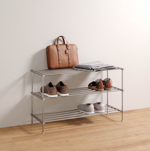 Schuhregal edelstahl mit - edelstahl, 3