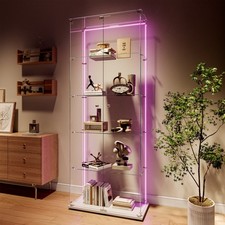 Glasvitrine Standvitrine mit LED Vitrine für Sammlung Sammlervitrine mit 4-Lagen