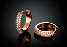 AAA+ Zirkonia Ohrringe Ohrschmuck Creolen Schnapp-Verschluss Damen Rosengold