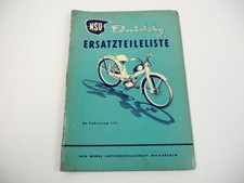 NSU Quickly Moped Ersatzteilliste mit Ergänzung Cavallino 1954/58