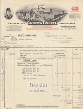 NORDHAUSEN, Rechnung 1933, Grimm & Triepel Kautabak-Zigarren-Fabrik