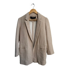 Zara Blazer Damen Gr S Beige Basic Collection Leinen Baumwolle Elegant Jacke Chi