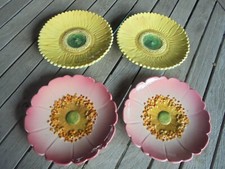 Vallauris 4 Teller Keramik Jerome / Delphin Massier Anemone Sonnenblume