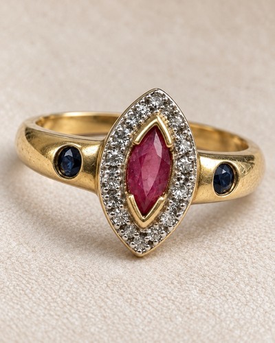 Vintage goldring mit rubin - goldring,