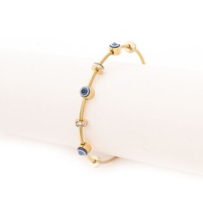 Damen Armreif Goldfarben Edelstahl Nazar Auge Strass Glücksbringer Armband