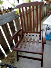 4 klappbare Teakholzstühle Hochlehner mit Armlehnen inkl. Auflagen 