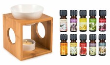 Duftlampe Keramik Holz Bambus