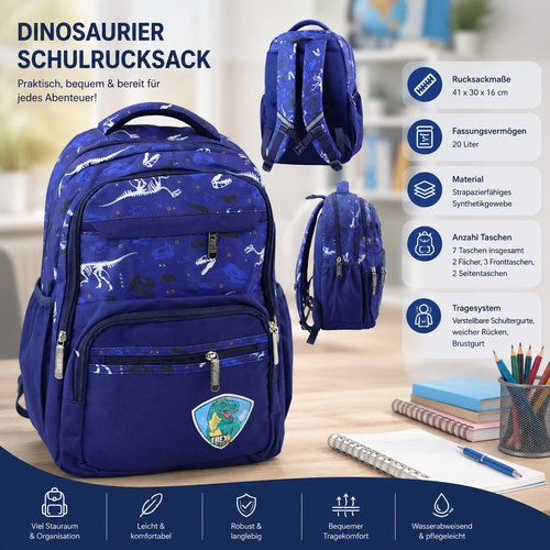 Schulrucksack dinosaurier - schulrucksack,