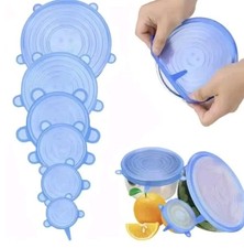 6x Silikondeckel Stretch Rund Pink für Lebensmittel Wiederverwendbar Flexibel