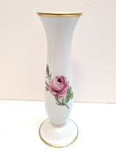 FÜRSTENBERG Vase ROTE ROSE Blumendekor Vasen Porzellan Goldrand 20,5 cm