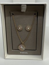 Fossil Set Ohrringe und Kette gold, ungetragen, OVP, Original