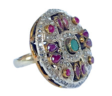 Sterlingsilber Gelbgold Ring Handarbeit Rubin- Smaragd 15 g, 59 (18,8 mm Ø) 