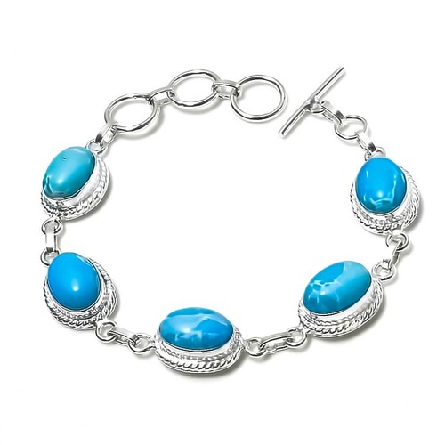 Blauer larimar edelstein - edelstein, 925