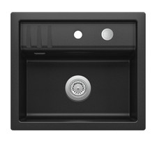 NABER Spüle SILQUA 570 in granit nero ossidiana, mit Druckknopfexcenter