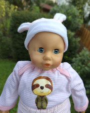 Lissi Baby Puppe 36 cm in rosa-weis einfache Spielpuppe, Babypuppe, Schlafaugen