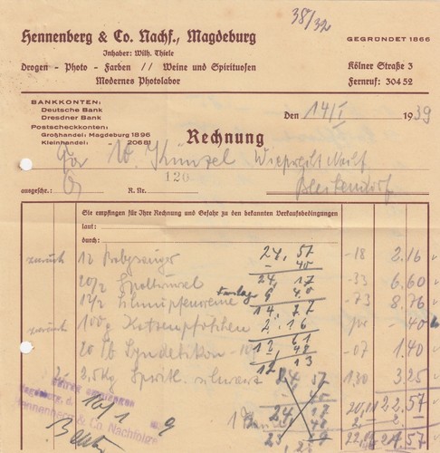 Magdeburg rechnung 1939 - magdeburg,,