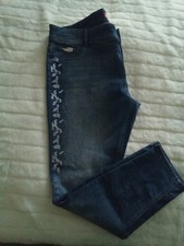 WOW!!! Extravagante Damen Jeans mit blau-silbernem Strasssteinen, Ricarda M.