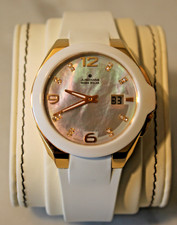 Junghans Damen Armbanduhr 015/1506.00 Spektrum Mega Solar gold IP Keramik weiß