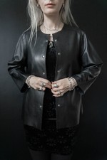 Vintage Lederhemd Overshirt Schwarz Premium Luxus Lederhemd 