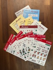Safety Card Set Air Berlin A319, A320, A330, B737, F100, Dash8, 12 verschiedene