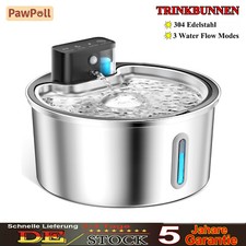 3.2L Edelstahl Trinkbrunnen Katzenbrunnen für Katze Kabellos Leise Trinkbrunnen