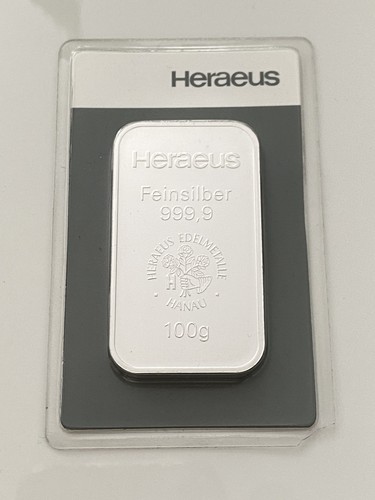 Silberbarren heraeus 100 gramm - silberbarren,