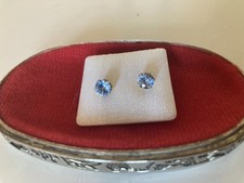 Blautopas Ohrstecker Gelbgold 333 neuwertig Damenschmuck