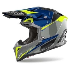 Helm Motorrad Airoh Aviator 3 Push Blau Glänzend Cross Offroad AV3P18 AV3P55
