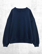 Damen HUSH Sweatshirt Midnight Navy Langarm Oversized Quaden Baumwolle weich