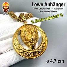 1 Löwe Anhänger 18 kt vergoldet Halskette Edelstahl Löwenkopf Herren Hip Hop 6