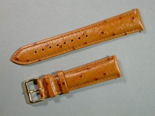 echt Straußenleder Uhrenarmband H-Braun  20mm Gepolstert vergold. Schließe 7495