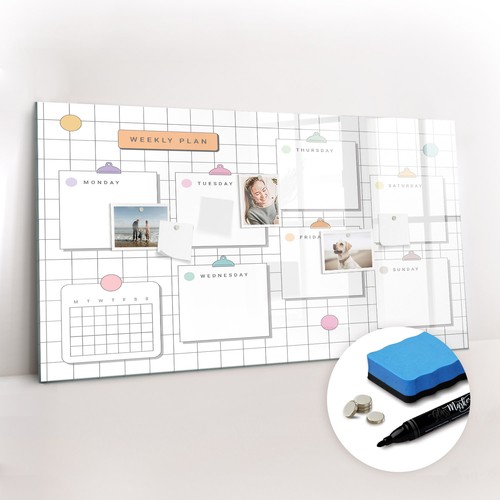 Notiztafel glas abwischbar mit - glas,