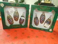 Christbaumschmuck  6 x Zapfen Blau/gold Krebs Glas Lauscha 8cm