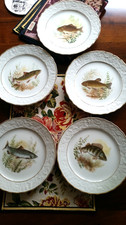 Mitterteich Fischgeschirr Fisch-Service Porzellan 5 Teller mit Fischmotiven Neu