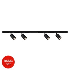 Rail Schienensystem Starterset 4x GU10 Spots Schwenkbar Drehbar Schwarz 1,5m