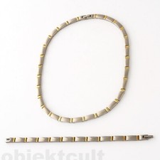 Boccia Titanium Bicolor Schmuckset: Armreif Armband +Halskette Collier goldplat.