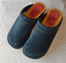 Holz Schuhe Clogs Gr. 37 Blau Wild Leder RUEGENCLOGS