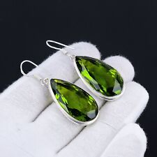 Peridot Edelstein Handgemacht 925 Sterling Silber Ohrringe