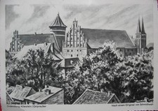alte Postkarte aus ALLENSTEIN Ostpreußen Ordensburg nach Zeichnung um 1960