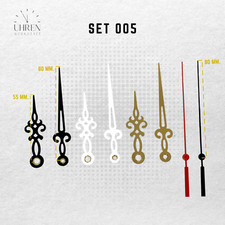 Zeigersatz 80 mm schwarz weiß gold f. Wanduhr Uhrzeiger 8cm Zeiger Set Alu (05)