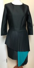 SMARTEEZ Kleid NEU 38 plissee neopren coctailkleid schwarz knie lang extravagant