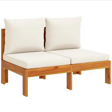 2 Sitzer Gartensofa Akazienholz mit Kissen Cremeweiß Outdoor vidaXL