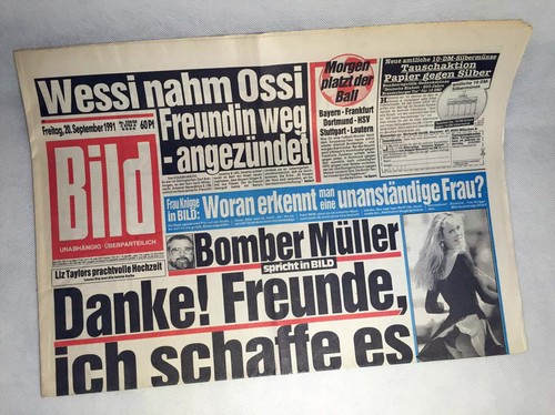 Bildzeitung vom 1991 - bildzeitung, 20.09.1991