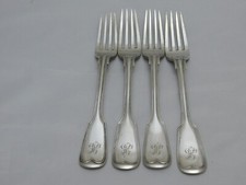 BESTECK 4 GABELN SILBER  12 LOT  HAMBURG 1860 MONOGRAM „ AS“