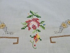 Rose Stickerei Ajour Mitteldecke Tischdecke Hardanger Handarbeit Landhaus Shabby