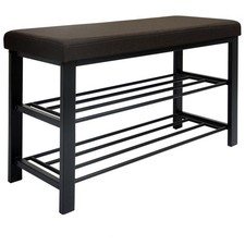 Schuhregal 81x32x46 cm offener Schuhschrank 2 Böden stabile Sitzbank Schuhbank B