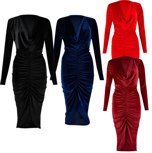Langes gerafftes midikleid aus - gerafftes,