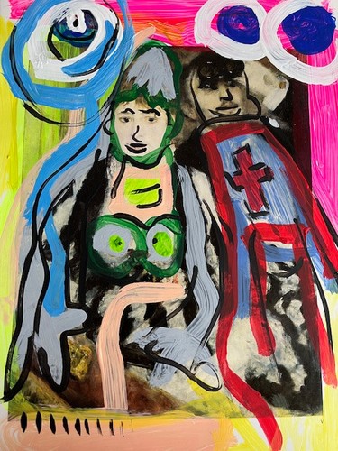 Acryl papier pop art malerei - acryl/papier,