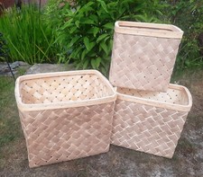 Korb 3er Set Weide natur eckig